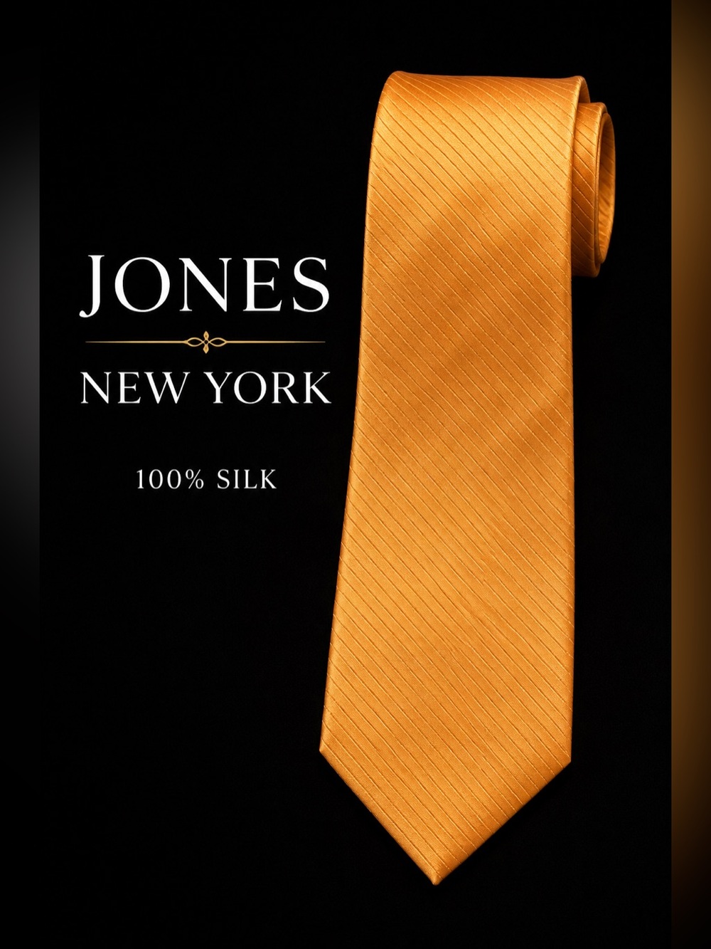 Jones New York Men’s 100% Silk Burnt Orange-Clementine Orange Textured Tie 3.75”